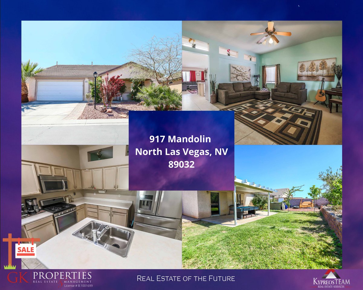 * Gated Community  
* Large Lot  
* RV Parking
🏠 3 Bedrooms 2 Bathrooms, 1,612 Sq Feet
📲 Request a Showing: 702-445-6015

#JustListed #gated #SSappliances #RVparking #KypreosTeam #nolimitrealestate #largeyard #NorthLVHomes #coveredpatio

gkvegas.com/homes/917-Mand…