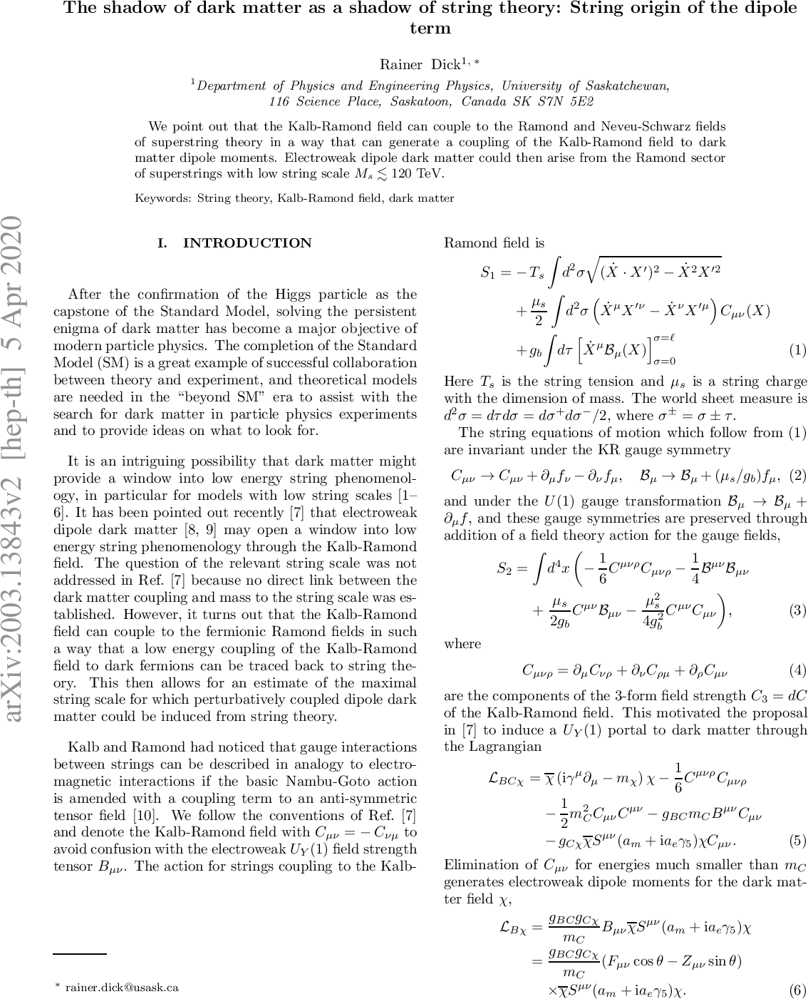 Higgsinocat The Shadow Of Dark Matter As A Shadow Of String Theory String Origin Of The Dipole Term Arxiv 03 v2 Hep Th Updated Relevance 100 T Co Arnhxgjtbl Darkmatter T Co Ghkwxqopor