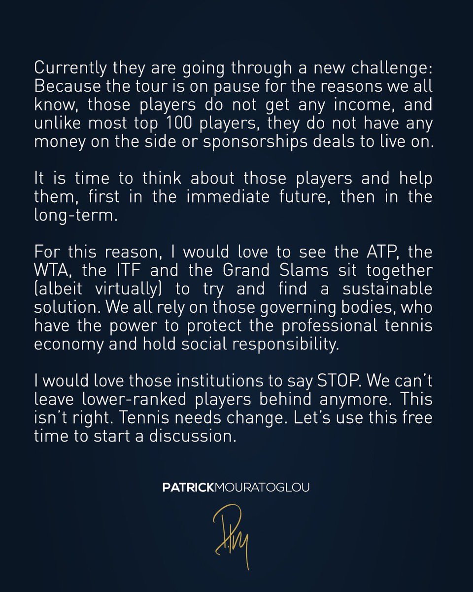 My letter to the tennis community to raise awareness about the current situation of players out of the Top100.