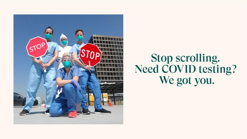 onemedical's tweet photo. That’s right – we’ve got you covered. Anyone who has symptoms and wants to be tested for #covid19 can now get tested at One Medical. Across the country, our testing site teams are ready for you. https://t.co/HI4fQSop8N #flattenthecurve https://t.co/oi1SjF21jk