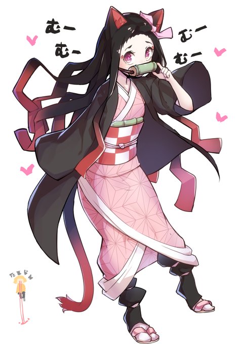 たこやききさんがTwitterに投稿した竈門禰豆子(鬼滅の刃)のイラスト。