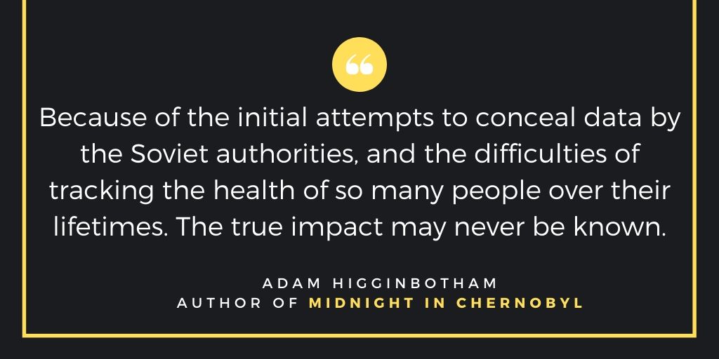 SimonBooks's tweet photo. #MidnightInChernobyl author @HigginbothamA discusses the Soviet conspiracy to suppress information about #Chernobyl and much more in the @HistoryInFive Q&A: https://t.co/CyWkjg62NO https://t.co/aj0o0ulhyn
