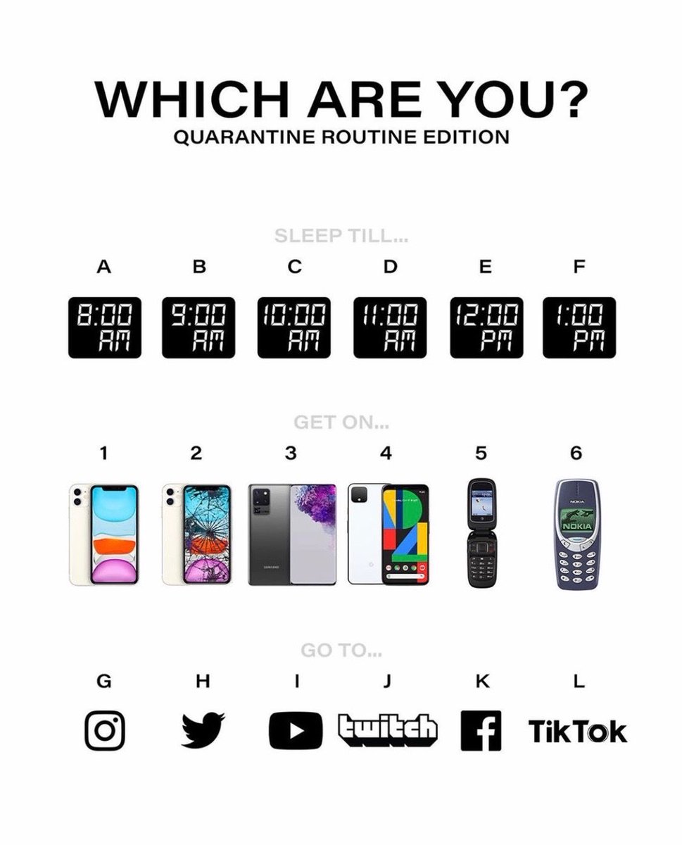 SoCalHyphen's tweet photo. We have another quarantine question for you? What are you? No judgment if you choose F. Comment below! 👇 #socalhyphen https://t.co/ZaAYCeSTRo