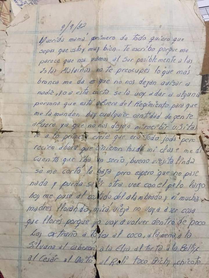 Malvigonzalez_'s tweet photo. Les voy q compartir la primer carta que le envio mi tio a mi abuela para ella el 6 de abril de 1982,Cuando partia para malvinas https://t.co/cCvV0O56lb