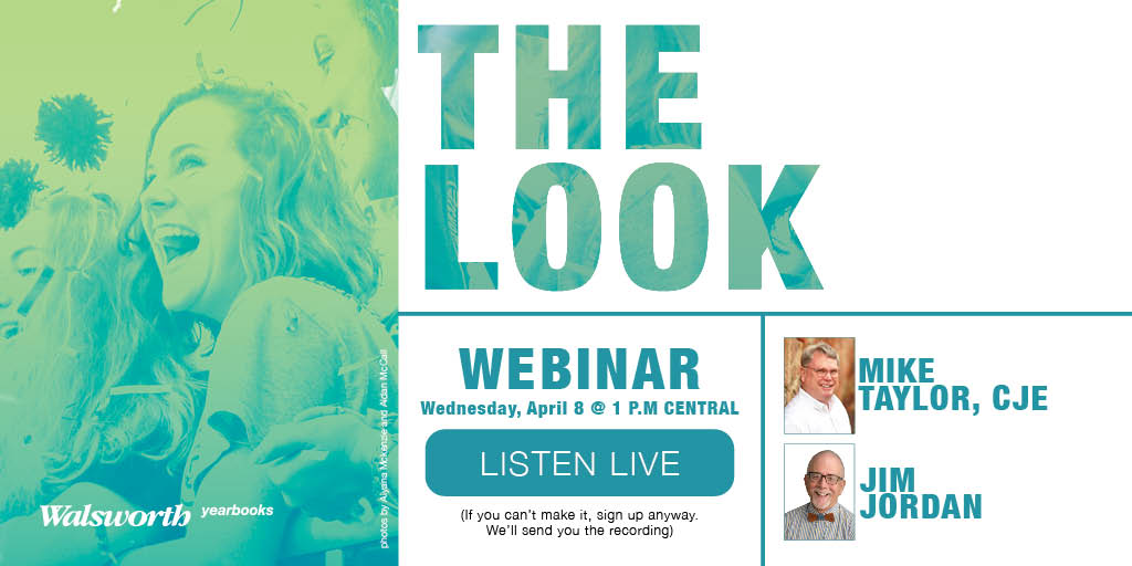 yearbookforever's tweet photo. Join us tomorrow at 1:00 Central for a webinar about The LOOK of your yearbook! Register here: https://t.co/FQXAjSwoRN  

Even if you can't make it, we'll let you know when the recording is ready. #AskMike #ChatWithJim #Walsworth #yearbooks https://t.co/nlXqicd9yD
