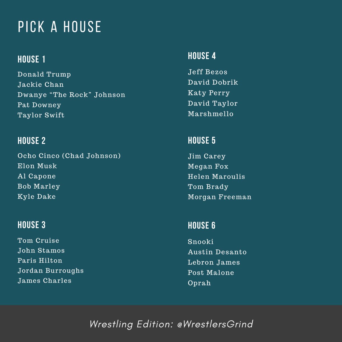 WeAreWrestlers's tweet photo. Pick a house 🏠 

Wrestling edition 🤼‍♂️🔥 https://t.co/Dnb5RPOTDS