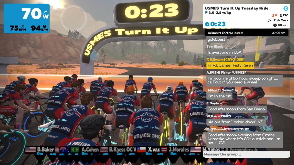 Wellbeing_au's tweet photo. Wow........ Great ride with over 180 #Military #Veterans this morning on @GoZwift amongst us were some former and current competitors from @WeAreInvictus @warriorgames this international training thing is catching on. #rideon #invictuspathways #warriorgames #invictusgames https://t.co/cJCPVWMVKB
