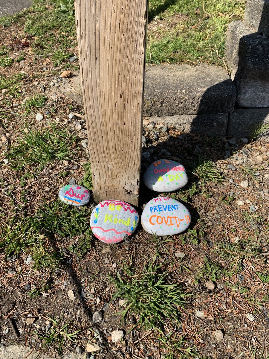 CfseuMRO's tweet photo. It was a beautiful day today for #Oscar and I to walk. We came across two young girls who just put out these #PaintedRocks my heart โค๏ธ is smiling #PreventCovid #BeKind #1GoodDeed good job ๐ girls! #StengthInCommunity https://t.co/qI0W0eFkjs