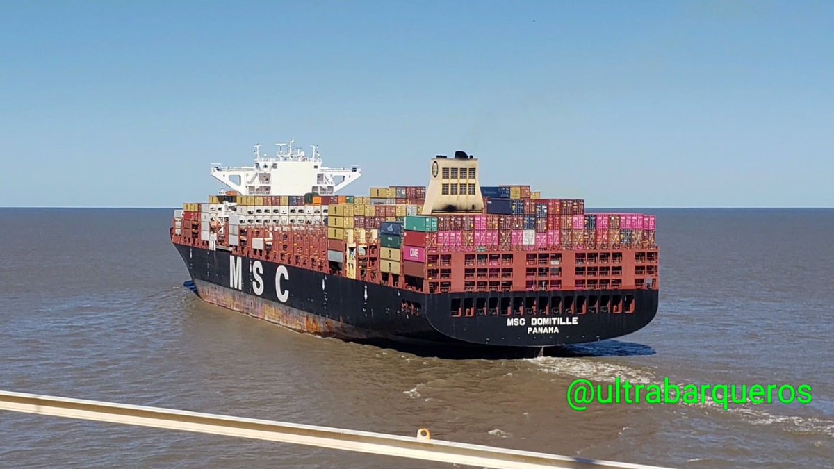 UltraBarqueros's tweet photo. Container Ship "MSC DOMITILLE" - Photo taken on board Wood Chips Carrier "MIMOSA AFRICANA" #MeetingArea #PuntaIndioChannel #RioDeLaPlata #Argentina - 24.10.2019 - 15:00 Local Time.
#ultrabarqueros #ultrabarqueros2 #pilots #pilotboat #merchantnavy #instaship https://t.co/YLSDsowxdJ