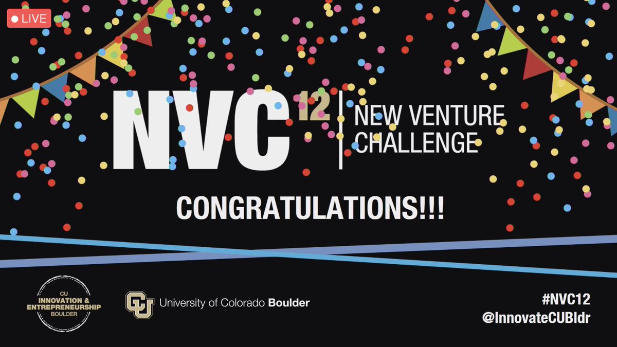 InnovateCUBldr's tweet photo. And that concludes this year's #NVC12 Championships!
Congrats to this year's winners & all our participants! π₯³π One last thank you to our sponsors, NVC advisory board, track/prize leads and mentors! See you all hopefully in-person next year for #NVC13!
Be well and Go Buffs! https://t.co/8nwblEqFwk