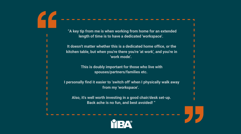 IIBA's tweet photo. A key tip when working from home: Have a dedicated workspace. Thanks for sharing, @UKAdrianReed and @Blackmetric!

#WFH #WorkFromHome #WorkingRemotely #RemoteWork #WorkingFromHome #Workspace #baot https://t.co/kfKbHGUBDW
