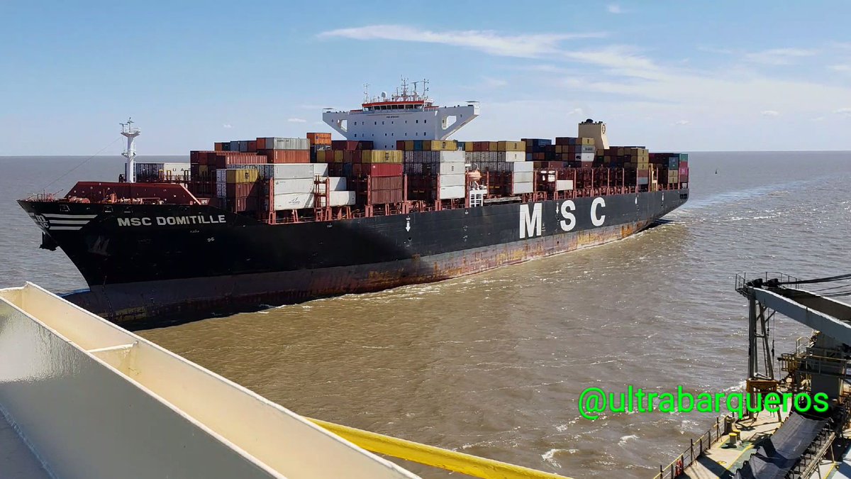 UltraBarqueros's tweet photo. Container Ship "MSC DOMITILLE" - Photo taken on board Wood Chips Carrier "MIMOSA AFRICANA" #MeetingArea #PuntaIndioChannel #RioDeLaPlata #Argentina - 24.10.2019 - 15:00 Local Time.
#ultrabarqueros #ultrabarqueros2 #pilots #pilotboat #merchantnavy #instaship #merchant https://t.co/m3keKgVoEk