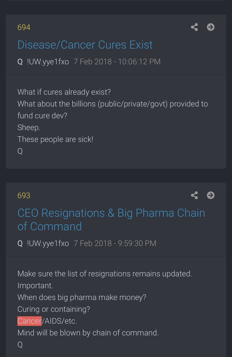 Dems and Big Pharm are not interested in the cure...they want death (population control) and a continual flow of drugs that don’t cure The virus but contain the symptoms. This ensures endless supply of money to maintain treatment. Q said the cure will spread worldwide