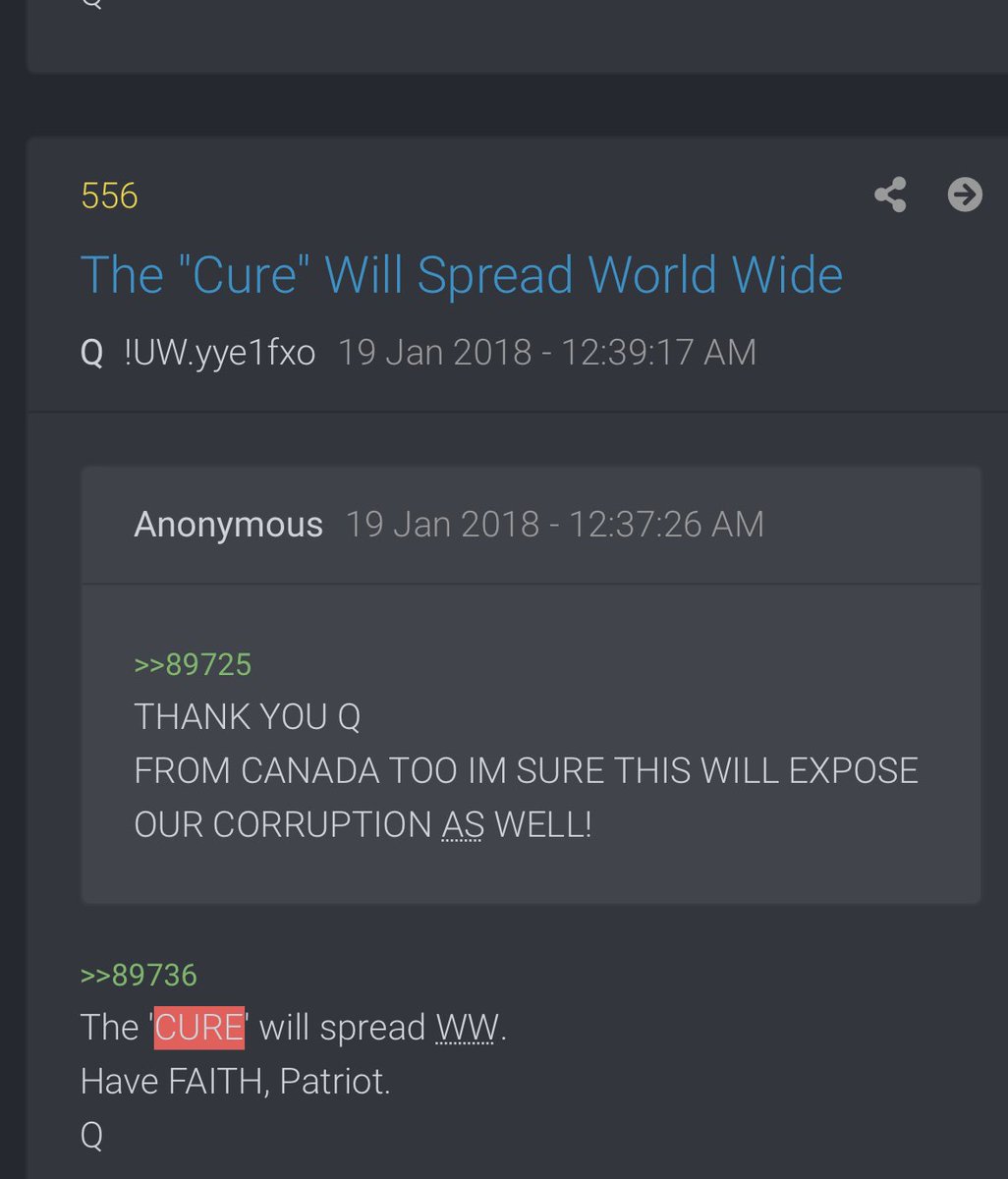 Dems and Big Pharm are not interested in the cure...they want death (population control) and a continual flow of drugs that don’t cure The virus but contain the symptoms. This ensures endless supply of money to maintain treatment. Q said the cure will spread worldwide