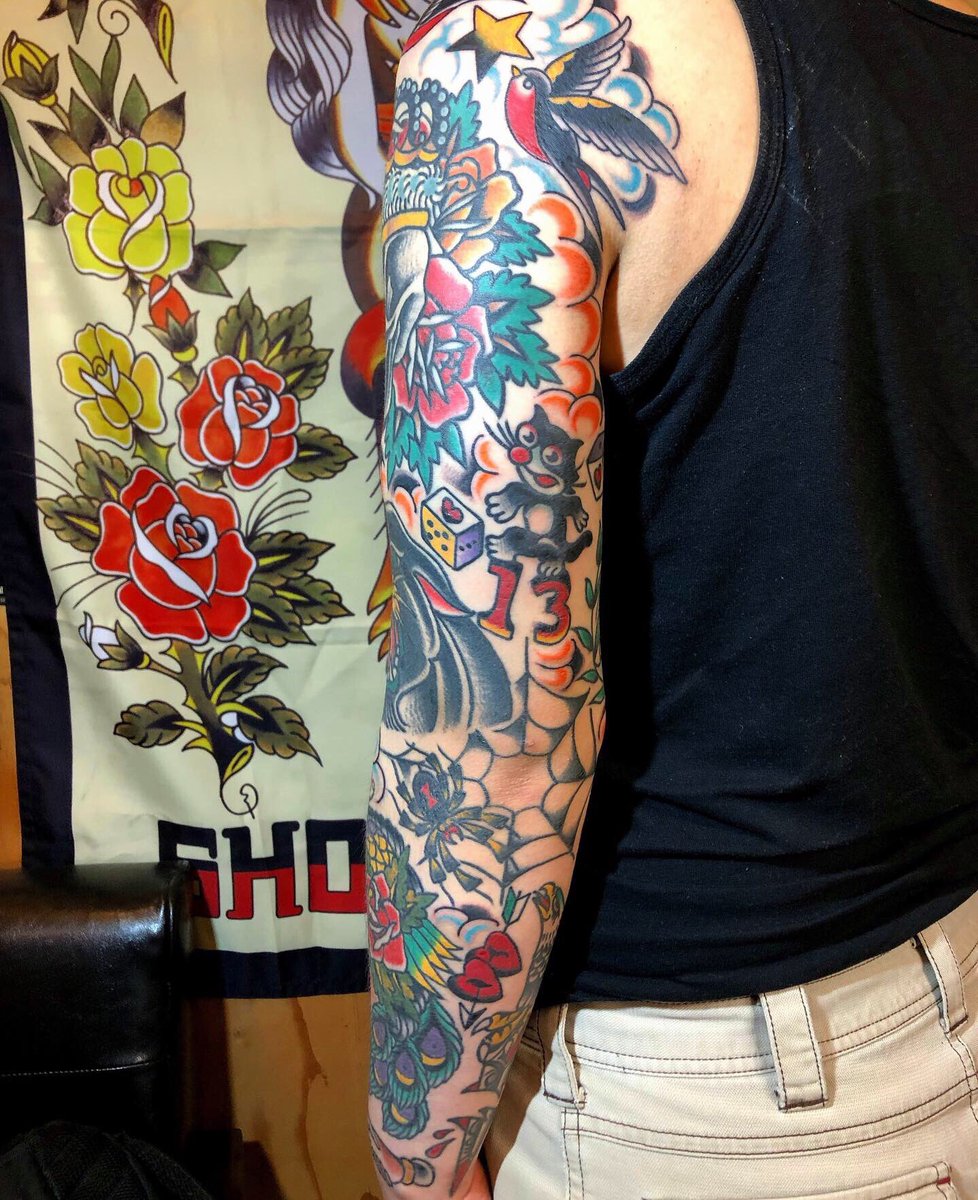 Show Tattooing در توییتر フルスリーブ仕上がりました トラッド 愛媛 沖縄 彫師 刺青 アメリカントラディショナル オールドスクール 松山市 銀天街 大街道 香川 和彫り 彫師 タトゥー Showtattoo