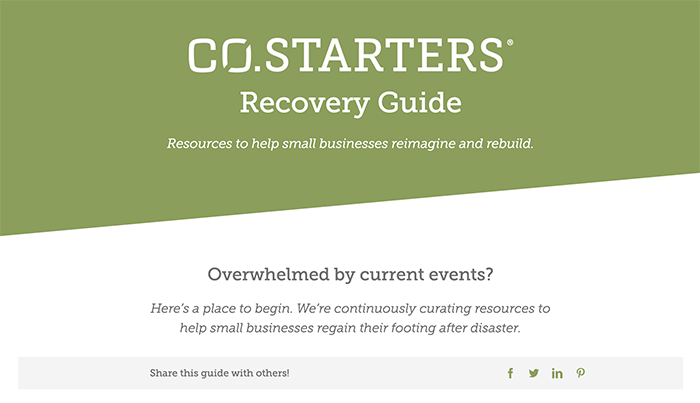 costarters's tweet photo. Don't forget to check out or revisit the CO.STARTERS Recovery Guide that we are actively curating resources for to help provide immediate relief to small businesses. 
https://t.co/M4nqwfp5Pe
🙌
#recoveryguide #smallbusiness #wearecostarters #communitybuilding https://t.co/qMX03IfDeM
