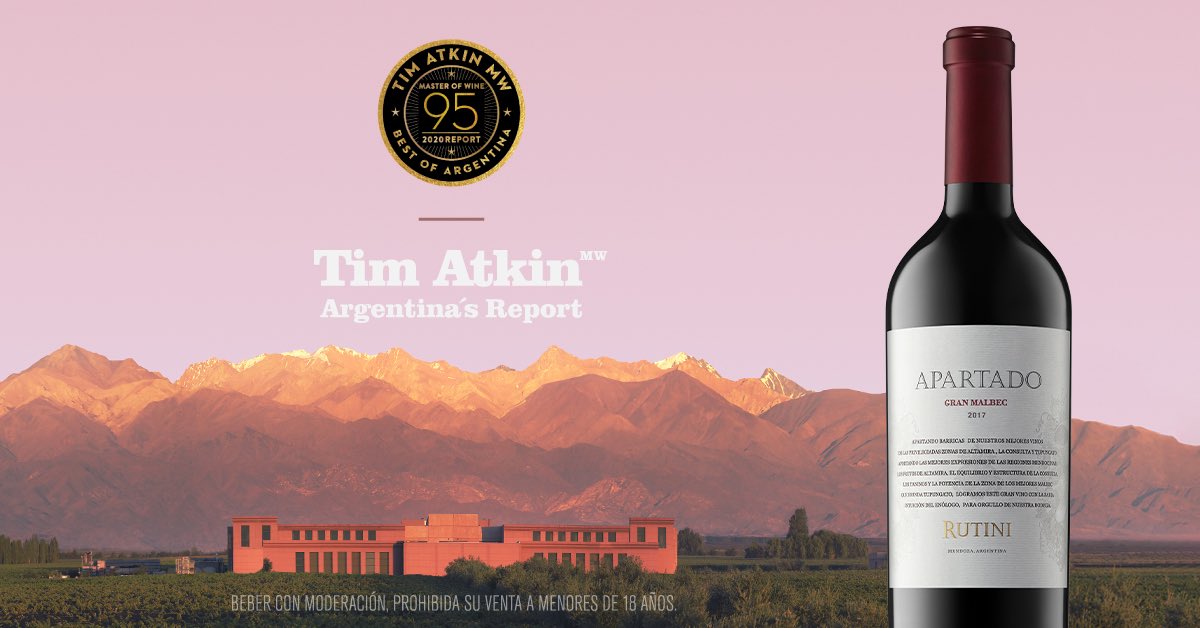 Apartado Gran Malbec 2017 puntuado 95 por <a href="/timatkin/">Tim Atkin</a> MW en su reciente reporte sobre Argentina. #RutiniWines #TimAtkinMW