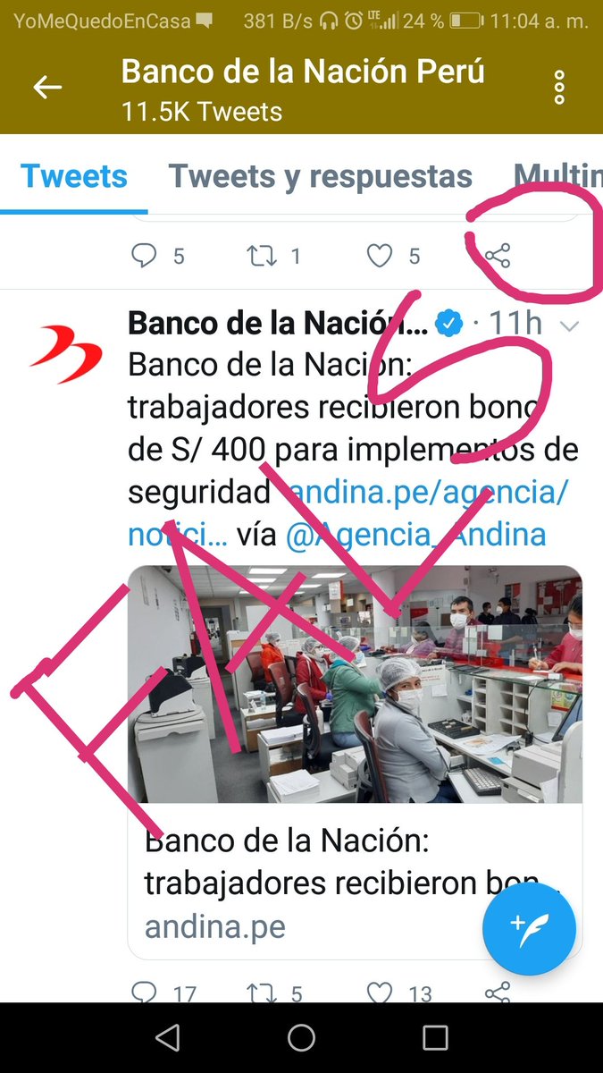 SinatbanJ's tweet photo. @BancodelaNacion MIENTE LA INEPTA ADMINISTRACION DEL @BancodelaNacion LOS BONOS COMO EN EL SECTOR SALUD, SON POR LA SACRIFICADA LABOR DE TRABAJAR EN ESTA PANDEMIA, NO PARA COMPRAR LO QUE NO COMPRARON O COMPRARON MAL @MartinVizcarraC @ToniAlvaL @PhillipButters @RPPNoticias @canalN @noticiAmerica https://t.co/kEuaqyryOd