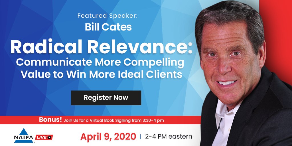 NAIFA's tweet photo. Finding the bullseye for your business will be covered Thursday 2 pm EDT plus a virtual book signing after the presentation with live Q&A. Register https://t.co/HwIVVyvI8q and get that #radicalrelevance into your business now! #insurance #financialservices https://t.co/EDWK8YEk4G