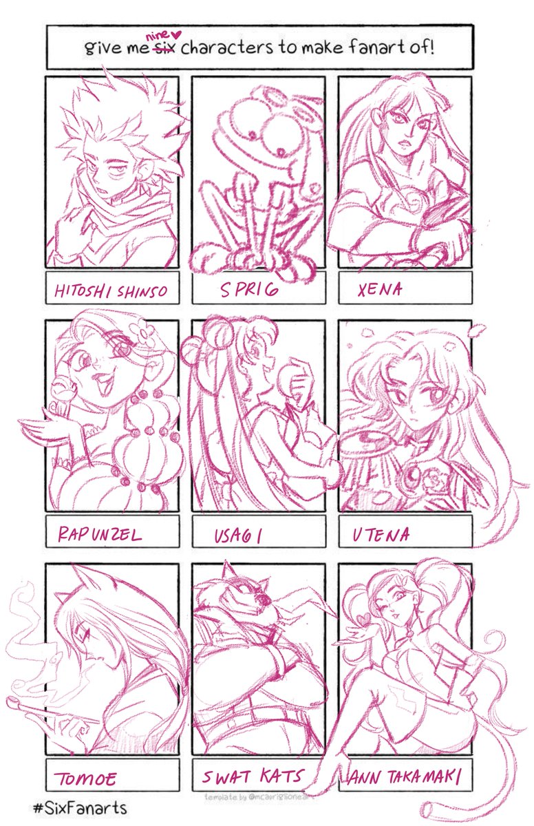 I'm gonna **TRY** and color/tone these but for now here are sketches! I know I did more but whatever lol  #SixFanartsChallenge 