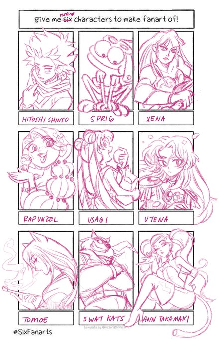I'm gonna **TRY** and color/tone these but for now here are sketches! I know I did more but whatever lol  #SixFanartsChallenge 