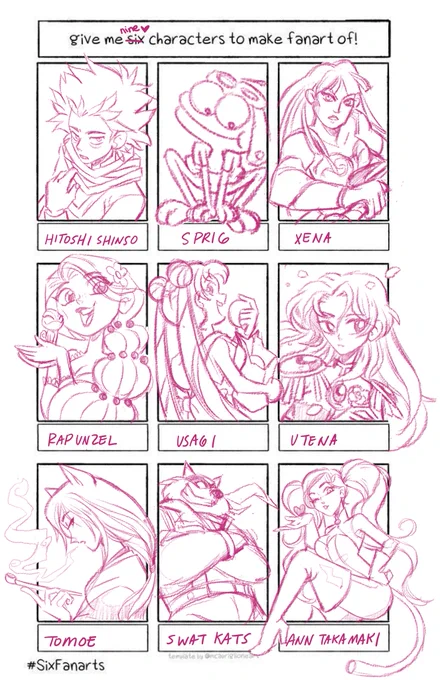 I'm gonna **TRY** and color/tone these but for now here are sketches! I know I did more but whatever lol  #SixFanartsChallenge 