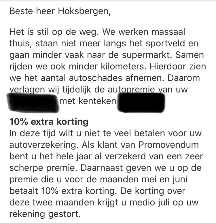 87_Maarten's tweet photo. Goede proactieve actie van @Promovendum! 

Niet door de buitenwereld afgedwongen of om gevraagd, maar toch actie ondernomen. Dat is nog eens klantgericht! 

#autoverzekering #promovendum #COVID19 https://t.co/8jGTeBB78X