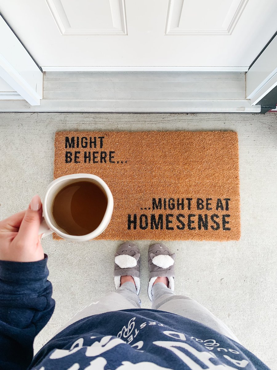 Time for my seasonal doormat switch... OH, THE IRONY. Clearly this was a pre-COVID purchase 🙄#socialdistancing #definitelyathome