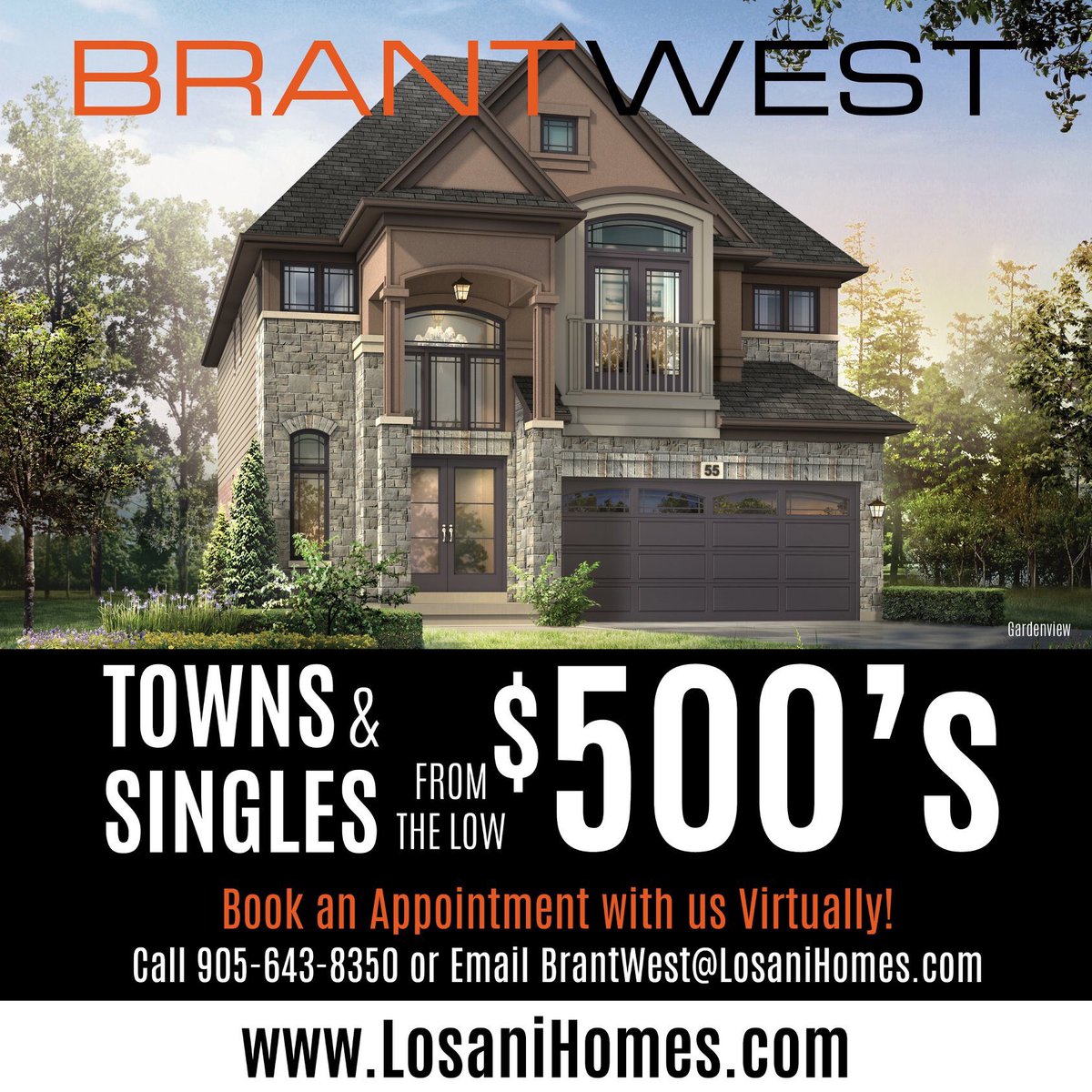 LosaniHomesLtd's tweet photo. Come home to Brant West! A new #Brantford neighbourhood of towns & modern singles on 33-50 ft. lots, from the $500’s. Call 905-643-8350 to book an appointment, or for product availability & pricing visit https://t.co/MBm1kRO1sy. #LosaniHomes #BrantWest #gta #gtha #gthahomes https://t.co/w6kdSNqavu