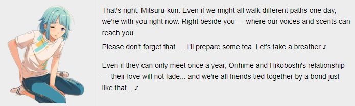 also interestingly in all of the above stories, both hajime and mitsuru see ra*bits separating one day as a definite possibility
