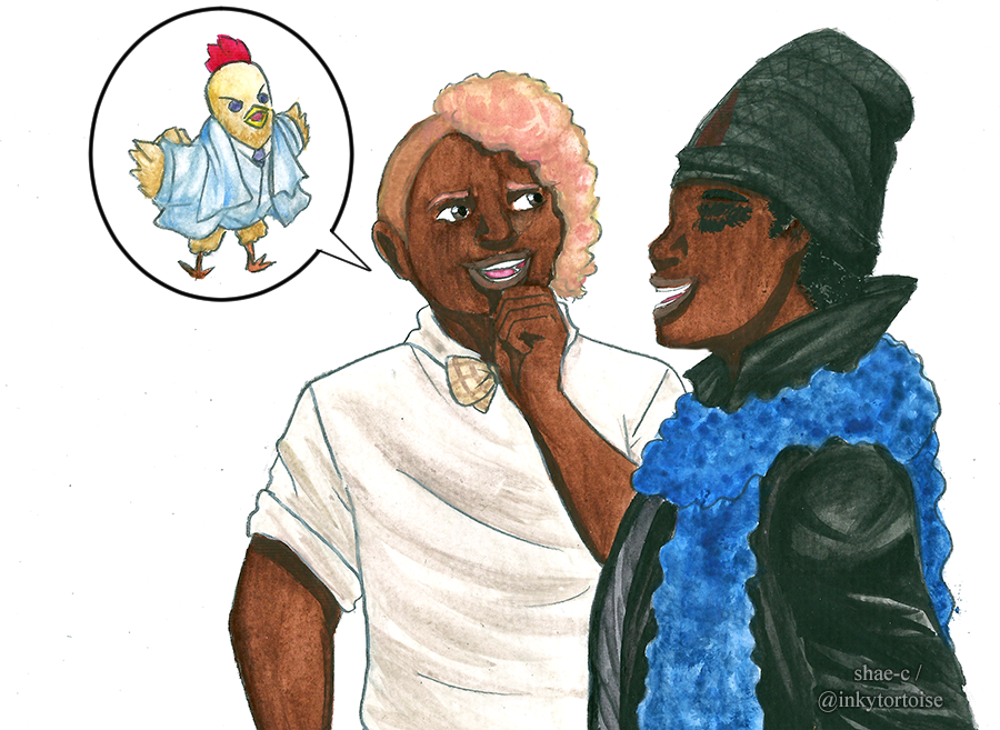 InkyTortoise's tweet photo. Eric's adversary has returned! Eric also refers to the archangels as 'big chickens'. This chapter of @vol_ctrl is soft, funny and wonderful. Read on AO3 here: https://t.co/1UDbLXx4Lb 

( #Goodomens #goodomensfanart #disposabledemon #internfromhell #Aziraphale #watercolor #art ) https://t.co/FUoc4f9h8Y