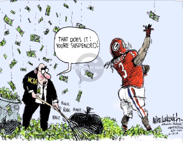 ANDREARAYAS7's tweet photo. The NCAA has manipulated their eligibility rules from “protecting” college athletes to penalizing them. The NCAA aims to profit off college athletes by unfairly punishing college athletes for violating the amateur code. #Ucr150 @rabea_qamar @MisssNallely https://t.co/fKzzntqcxz