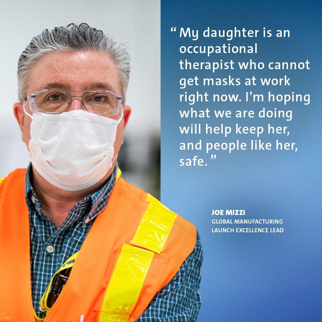 GM's tweet image. Our employee volunteers in Warren, MI, are hard at work producing critically needed face masks. Here are just a few of the reasons why they decided to step up to help. s.gm.com/tfad4