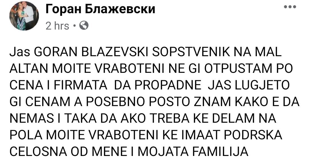Овој господин за мене. е херој на денот! #рт за да видат оние "газди" со џипови, викендици направени на грбот на работникот како треба да се понашаат во овие кризни времиња