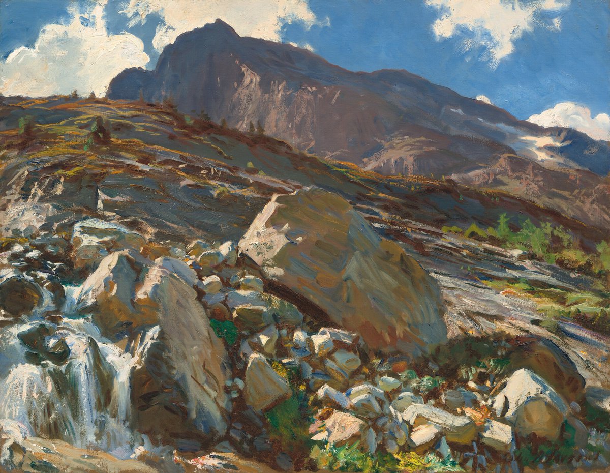 In his turn away from portraiture in 1907/1908, Sargent also began to undertake landscape and figure paintings in oils and watercolors during leisure visits to picturesque locales with friends and relatives.