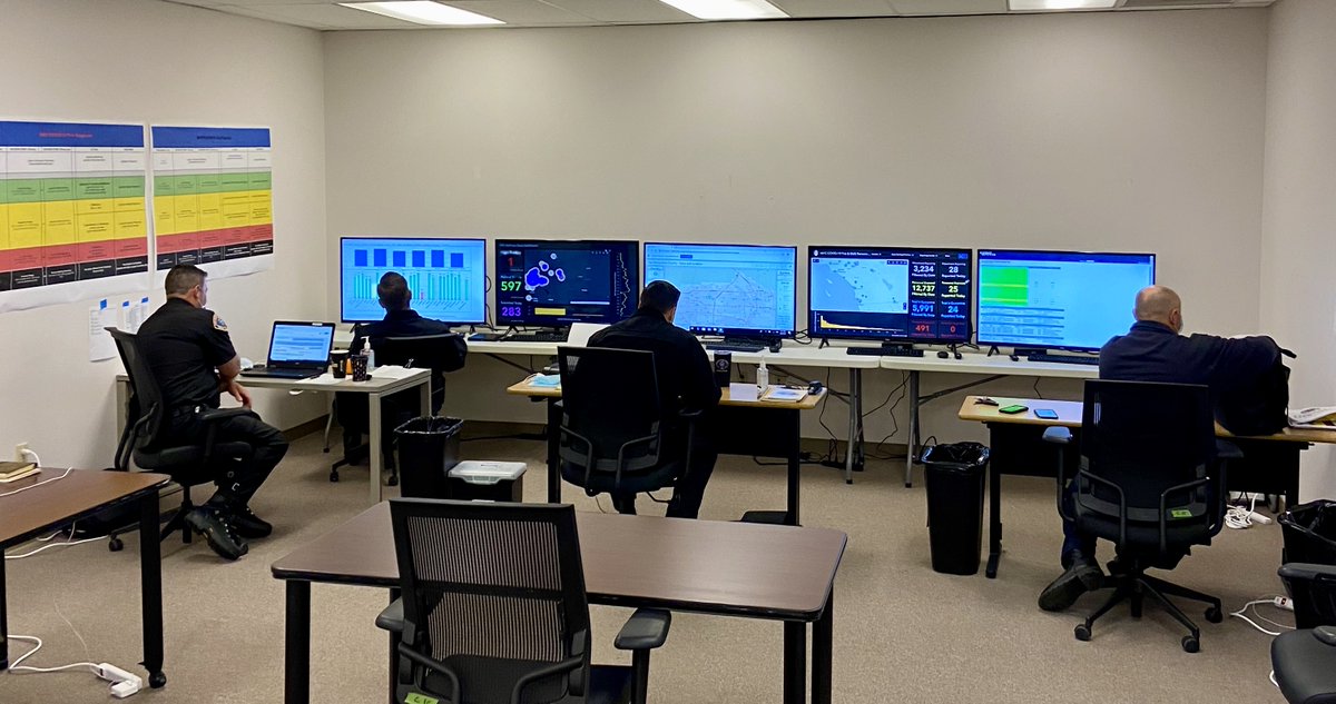 sbcountyimt's tweet photo. The San Bernardino County IMT is using technology to monitor collective data in real time all across @sbcounty. This team works tirelessly to ensure all aspects of Fire/Rescue EMS responses countywide remains intact and functioning at their fullest potential. #COVID19 -JRS https://t.co/I7N3raB760