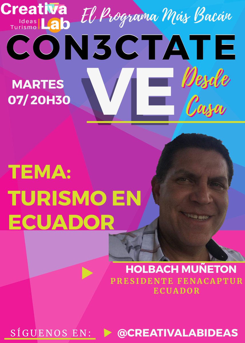 creativalabidea's tweet photo. Hoy tienes una cita en #ConectateVe #DesdeCasa hablaremos sobre el turismo en el país. https://t.co/BJXOcrzCFB