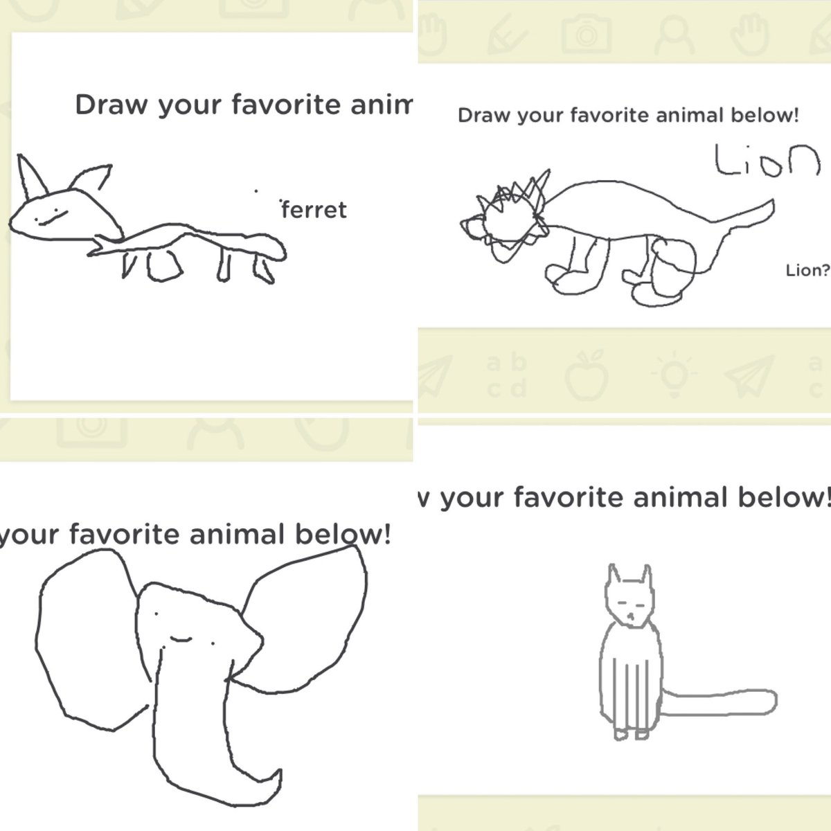 MathMrsCrowley's tweet photo. Using @Classkick has allows me to continue to use my #purplepen for feedback! ๐ Great attempt by all to draw their #favoriteanimal #ackcps #7thgrademath #iteachmath #diatancelearning https://t.co/ED9O6n8q55