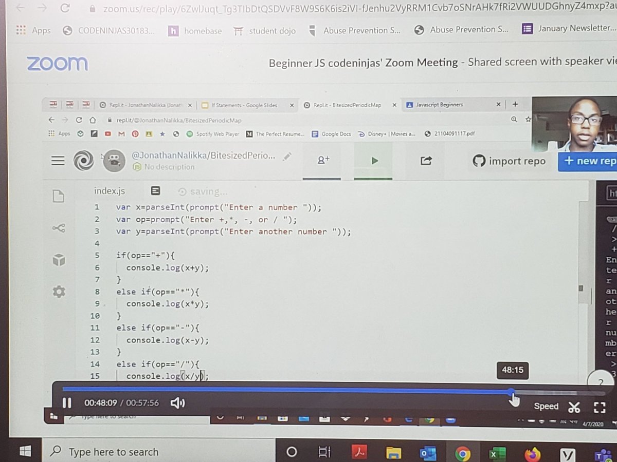 codeninjasgerm1's tweet image. Our Beginner JavaScript Live Zoom session, 3rd,4th & 5th graders learning how to build a Calculator in JavaScript. Great work Jonathan, our phenomenal Sensei.
#femtech #educate #javascriptforkids #learntocode #womencodersbot #stemgirlsrock #STEMeducation
#supermoon