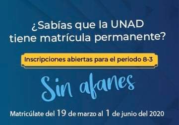 alexa26_06's tweet photo. Matrículas permanentes, no dejes de estudiar, y la mejor forma de hacerlo es con la experiencia de formación virtual de la Unad Cead Ibagué ECBTI Ibagué
Universidad Abierta y a Distancia - UNAD https://t.co/LJMSXwVNJq