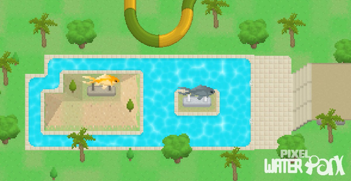 PixelWaterPark's tweet photo. New Goldfish Statue scenery item, available in standard and recolourable stone variants!

#IndieDev #PixelArt #PixelWaterPark 🌊 https://t.co/0qpriecw11