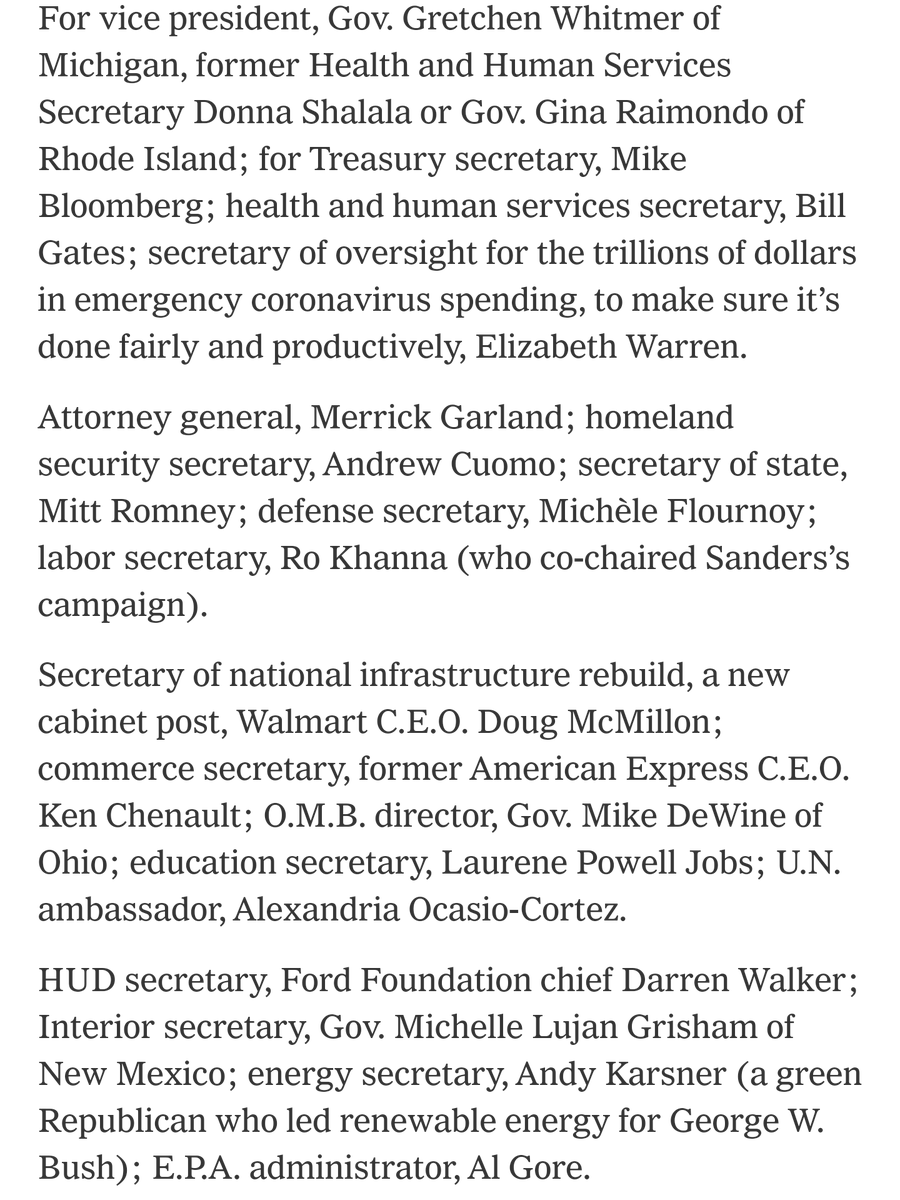 Really disappointed by the lack of black representation in  @tomfriedman's dream cabinet. Exactly what  @JoeBiden shouldn't do. Shame on  @nytimes for publishing that load of crap that he sell as "inclusive". HUD and Commerce Secretary are nice but no  @KamalaHarris or  @staceyabrams