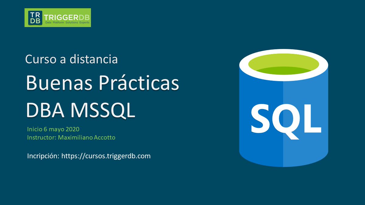 triggerdb's tweet image. Aprovecha el 30% de descuento del curso a distancia para DBA de SQL Server