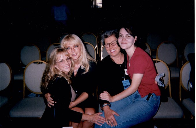 Throwback to the World Pornography Conference in LA in 1998. L-r: Shayla LeVeaux, Nina Hartley, me, Betty