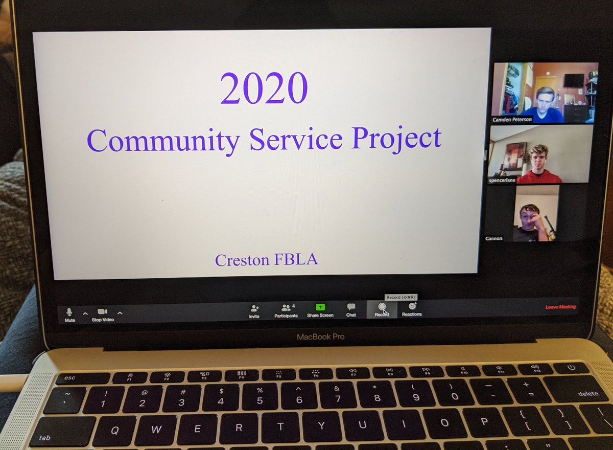crestonfbla156's tweet photo. What have we been up to during isolation you ask? Well many members and groups have been getting ready for the @IowaFBLA Virtual State Leadership Conference, meeting weekly to get presentations ready and recorded. Proud of members willingness to adapt. #wearegettingthere #IASLC20 https://t.co/7y2Fd8lvXp