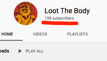 lootthebody's tweet photo. Aww dang, almost there! May not seem like much to a big-time YouTuber, but every sub means a lot to me. Thanks to the mighty 199! And if you haven't subbed, please help me get on up over this ledge. I promise to keep the sweet tunes coming. 
https://t.co/sk33dn6JPt https://t.co/yrhuRGZNVv