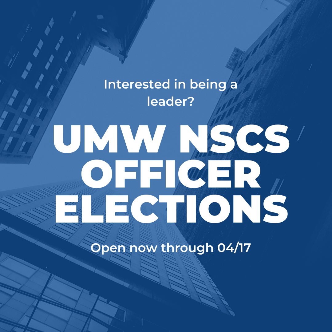 UMWNSCS's tweet image. Officer Elections! Here’s what you need to know:
-You will send in a blurb outlining why you would be great for the position
-You can apply for more than one position!
-These blurbs should be emailed to nscsumw@gmail.com by April 17th
-Voting will take place from 04/18-04/24
