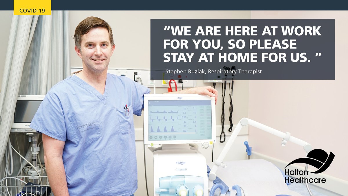 Respiratory Therapists are trained in the care of respiratory patients and are the brains behind the management of life-saving ventilators. Ventilators cannot operate without a Respiratory Therapist. Please stay home so that our staff are healthy and ready to fight #COVID19.