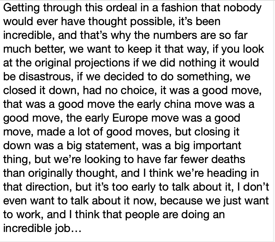  #Presidementia 04/07 Press Briefing (6) Trump is still going in circles. Here is an excerpt I captured by replaying the video several times. A good example of how dementia makes intelligent speech difficult.