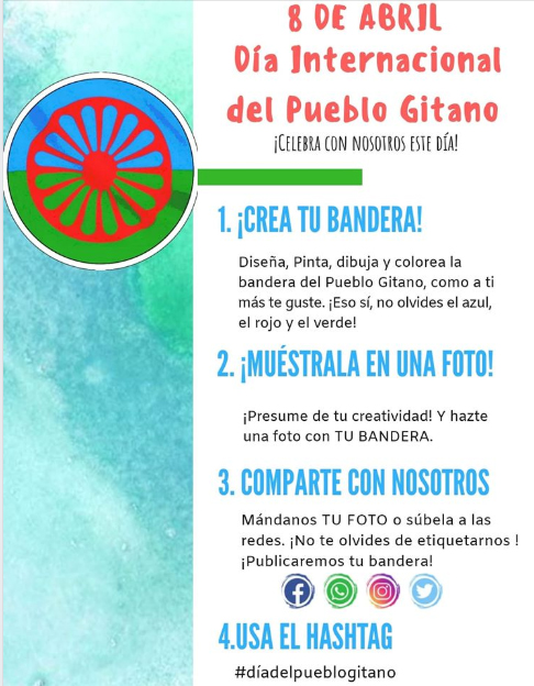 AsocBarro's tweet photo. Celebra con@asocbarro el #diadelpueblogitano Hazte tu foto con la bandera y etiquétanos @asociacionbarro @chapoteabarro @jarabarro #diadelpueblogitano https://t.co/tFsCzvZB2c